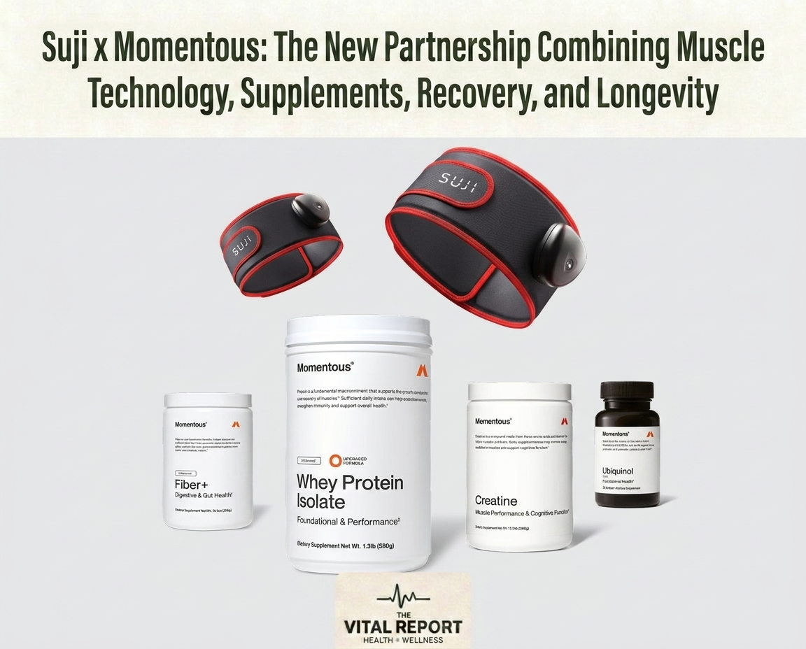 Suji x Momentous: The New Partnership Combining Muscle Technology, Supplements, Recovery, and Longevity